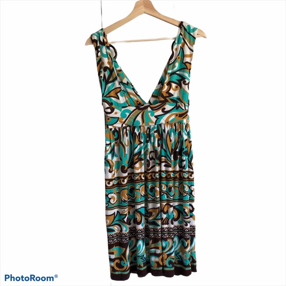 Milly Brown / Turquoise Print Dress - Picture 6 of 8